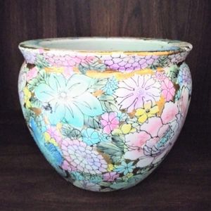 Vintage 8" Asian Fish Bowl Planter
